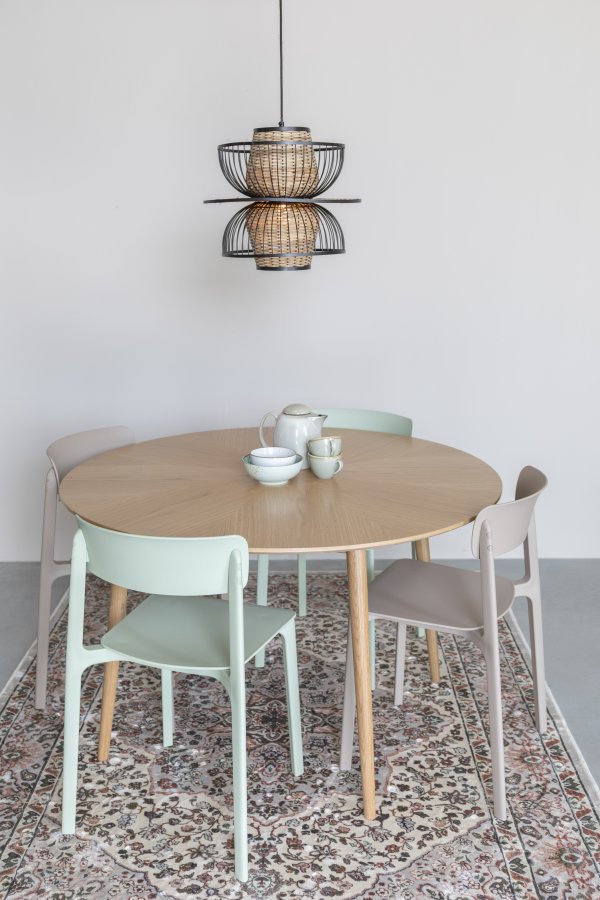 WHITE LABEL LIVING Fabio spisebord, rundt - naturlig eikefiner og eiketre (100)