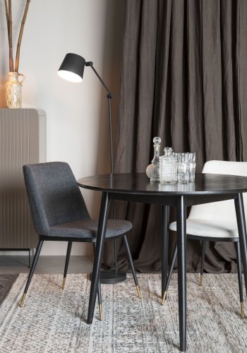 WHITE LABEL LIVING Fabio spisebord, rundt - svart eikefiner og eiketre (100)