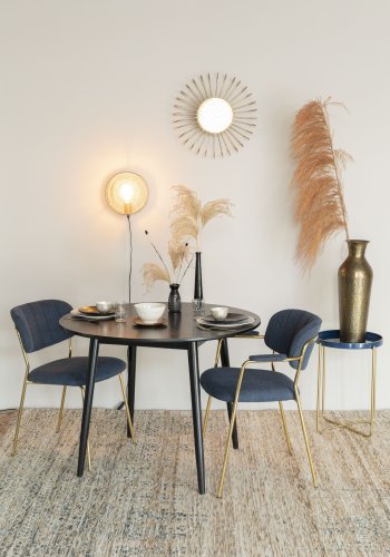 WHITE LABEL LIVING Fabio spisebord, rundt - svart eikefiner og eiketre (100)