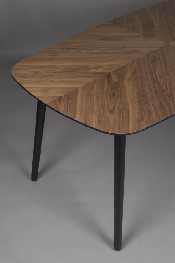 DUTCHBONE Clover Esstisch, rechteckig – brauner Nussbaum und schwarzes Gummibaumholz (165x90)