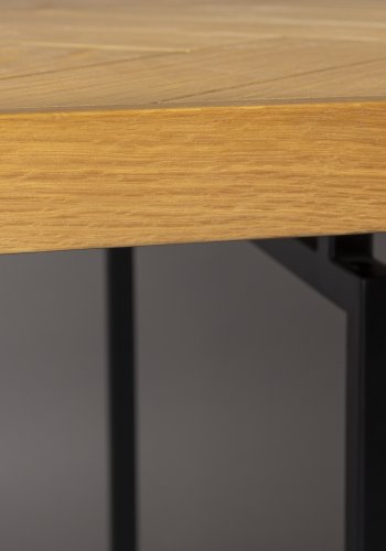 DUTCHBONE Class Esstisch, Fischgrätmuster, rechteckig – Naturholz und schwarzer Stahl (180 x 90)