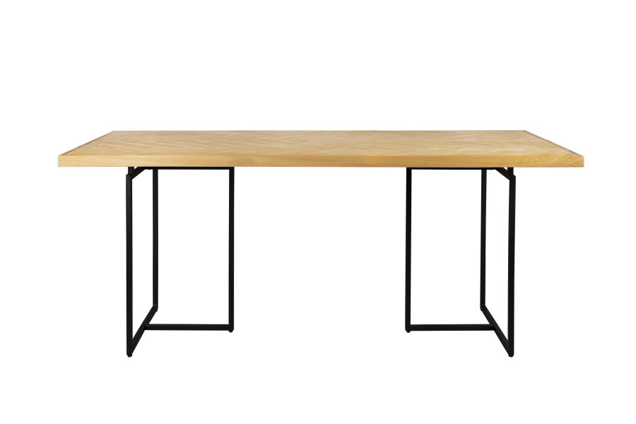 DUTCHBONE Class spisebord, fiskebein, rektangulrt - naturlig tre og sort stl (220X90)