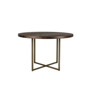 DUTCHBONE Klasse spisebord, sildeben, rund - brun akacietr og guld stl (120)