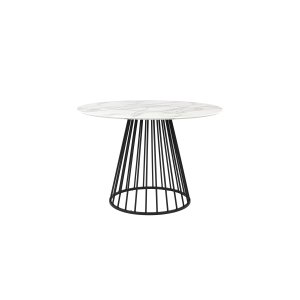 WHITE LABEL LIVING Floris spisebord, rund - marmorpapir og sort metal (110)