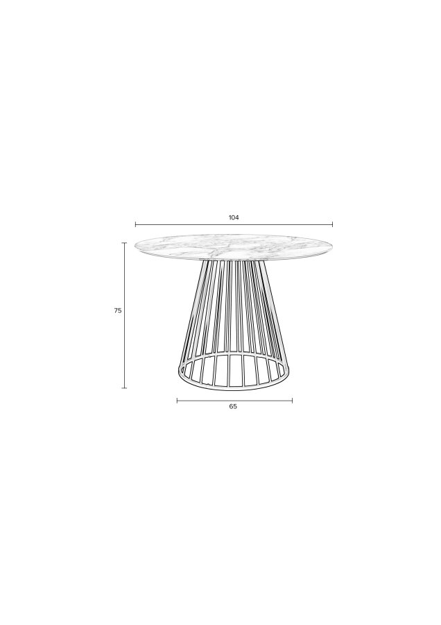 WHITE LABEL LIVING Floris spisebord, rundt - marmorpapir og sort metall (110)