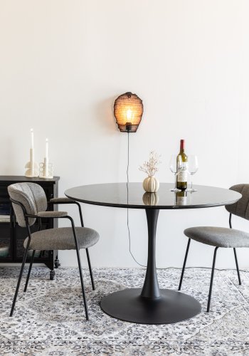 WHITE LABEL LIVING Maru spisebord, rundt - svart MDF og metall (110)