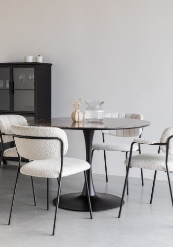 WHITE LABEL LIVING Maru spisebord, rundt - svart MDF og metall (110)