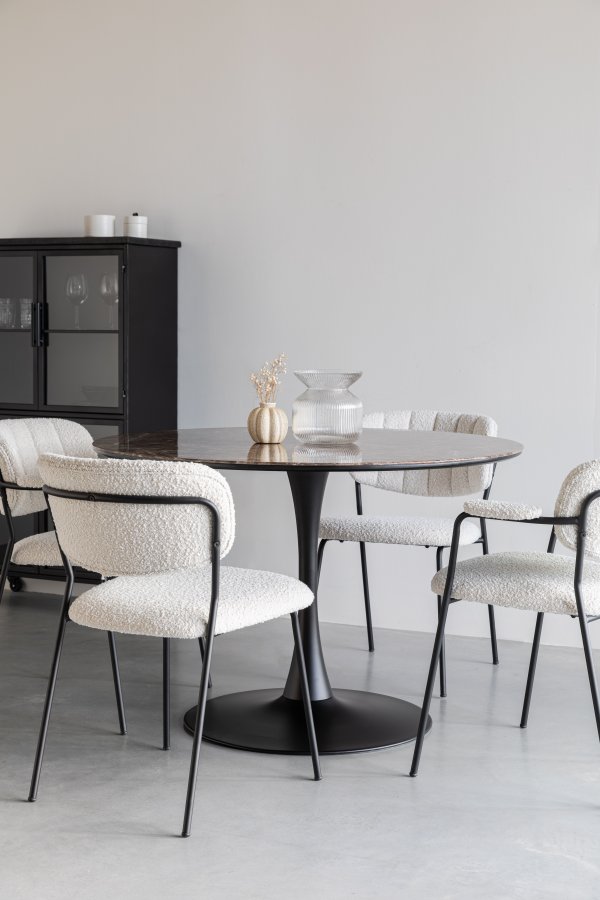 WHITE LABEL LIVING Maru spisebord, rundt - svart MDF og metall (110)