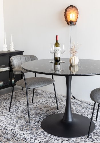 WHITE LABEL LIVING Maru spisebord, rundt - svart MDF og metall (110)