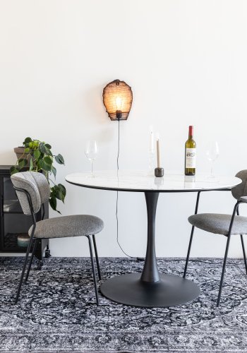 WHITE LABEL LIVING Maru spisebord, rundt - hvit MDF og metall (110)