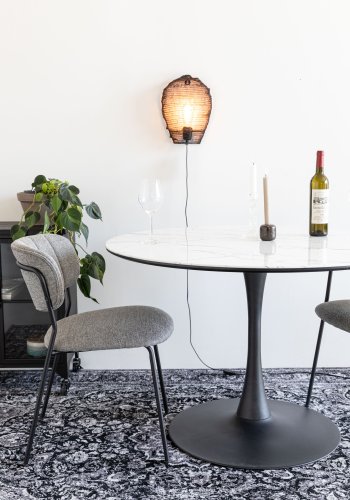 WHITE LABEL LIVING Maru spisebord, rundt - hvit MDF og metall (110)