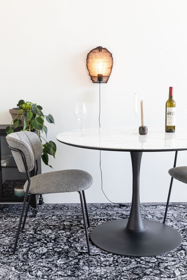 WHITE LABEL LIVING Maru spisebord, rundt - hvit MDF og metall (110)