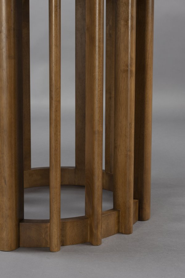 DUTCHBONE Barlet Esstisch, rund – braunes Walnussfurnier und braunes Gummibaumholz (120)