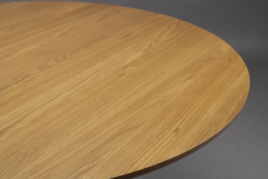 DUTCHBONE Barlet Esstisch, rund – natürliches Eichenfurnier und natürliches Gummibaumholz (120)