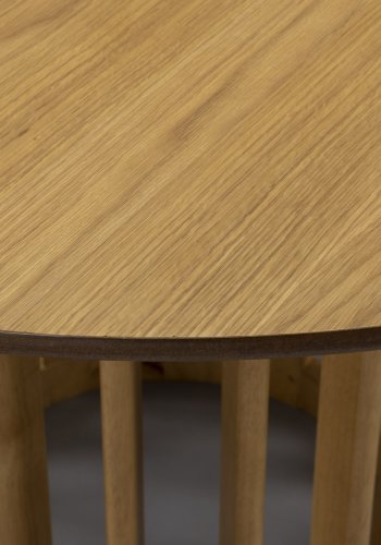 DUTCHBONE Barlet Esstisch, rund – natürliches Eichenfurnier und natürliches Gummibaumholz (120)