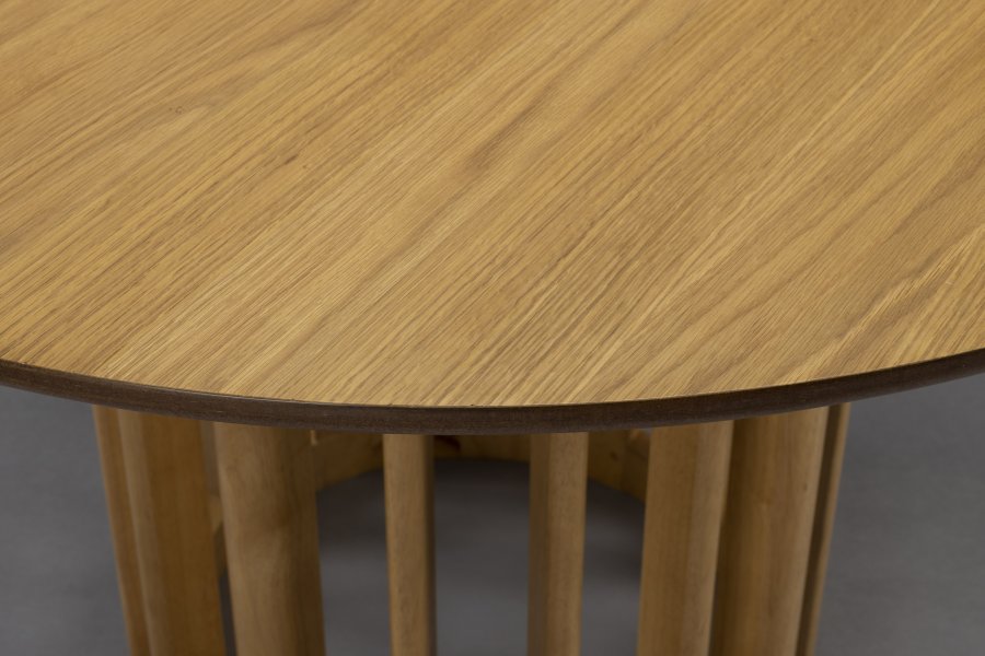 DUTCHBONE Barlet Esstisch, rund – natürliches Eichenfurnier und natürliches Gummibaumholz (120)