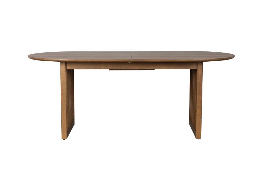 DUTCHBONE Barlet spisebord, med tilleggsplate - brun valnttfinish og brunt gummitre (200/240x90)