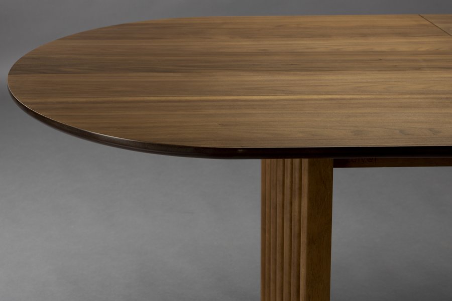 DUTCHBONE Barlet spisebord, med tilleggsplate - brun valnttfinish og brunt gummitre (200/240x90)