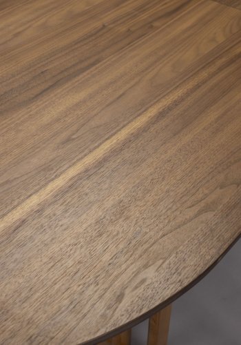 DUTCHBONE Barlet spisebord, med tilleggsplate - brun valnttfinish og brunt gummitre (200/240x90)