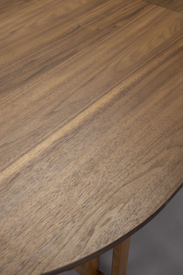 DUTCHBONE Barlet spisebord, med tilleggsplate - brun valnttfinish og brunt gummitre (200/240x90)