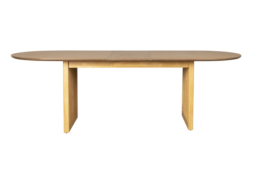 DUTCHBONE Barlet Esstisch, mit Einlegeplatte – natürliches Eichenfurnier und natürliches Gummibaumholz (200/240x90)