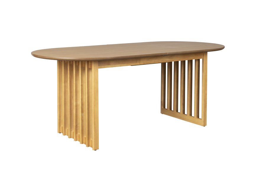 DUTCHBONE Barlet Esstisch, mit Einlegeplatte – natürliches Eichenfurnier und natürliches Gummibaumholz (200/240x90)