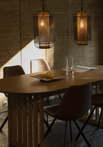 DUTCHBONE Barlet Esstisch, mit Einlegeplatte – natürliches Eichenfurnier und natürliches Gummibaumholz (200/240x90)