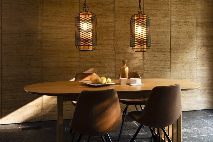 DUTCHBONE Barlet Esstisch, mit Einlegeplatte – natürliches Eichenfurnier und natürliches Gummibaumholz (200/240x90)