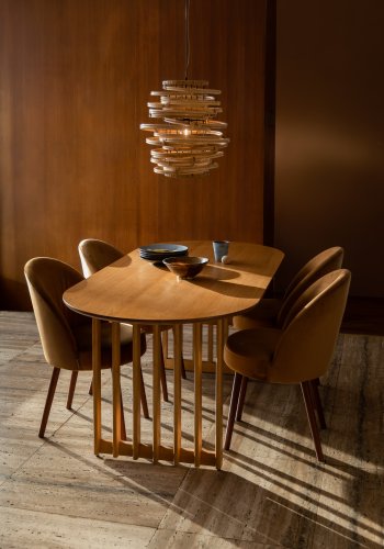 DUTCHBONE Barlet Esstisch, mit Einlegeplatte – natürliches Eichenfurnier und natürliches Gummibaumholz (200/240x90)