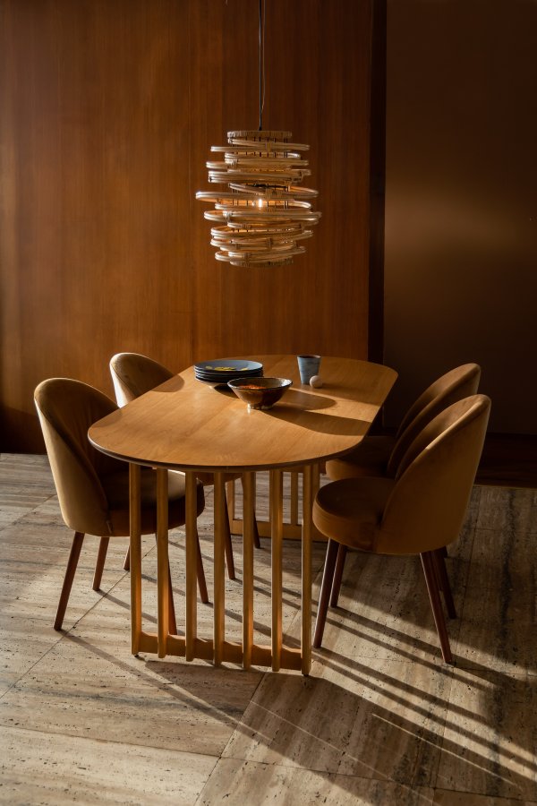 DUTCHBONE Barlet Esstisch, mit Einlegeplatte – natürliches Eichenfurnier und natürliches Gummibaumholz (200/240x90)