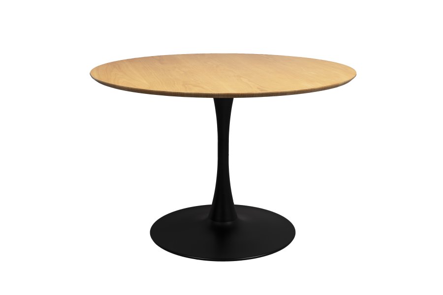 WHITE LABEL LIVING Raku spisebord, rundt - naturlig eikefiner og svart metall (110)