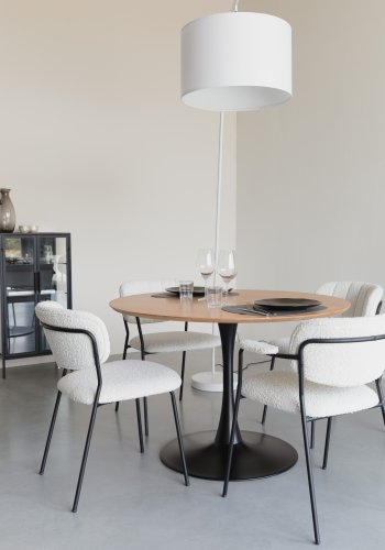 WHITE LABEL LIVING Raku spisebord, rundt - naturlig eikefiner og svart metall (110)