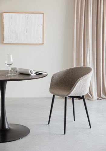 WHITE LABEL LIVING Raku spisebord, rundt - brun teakfiner og svart metall (110)