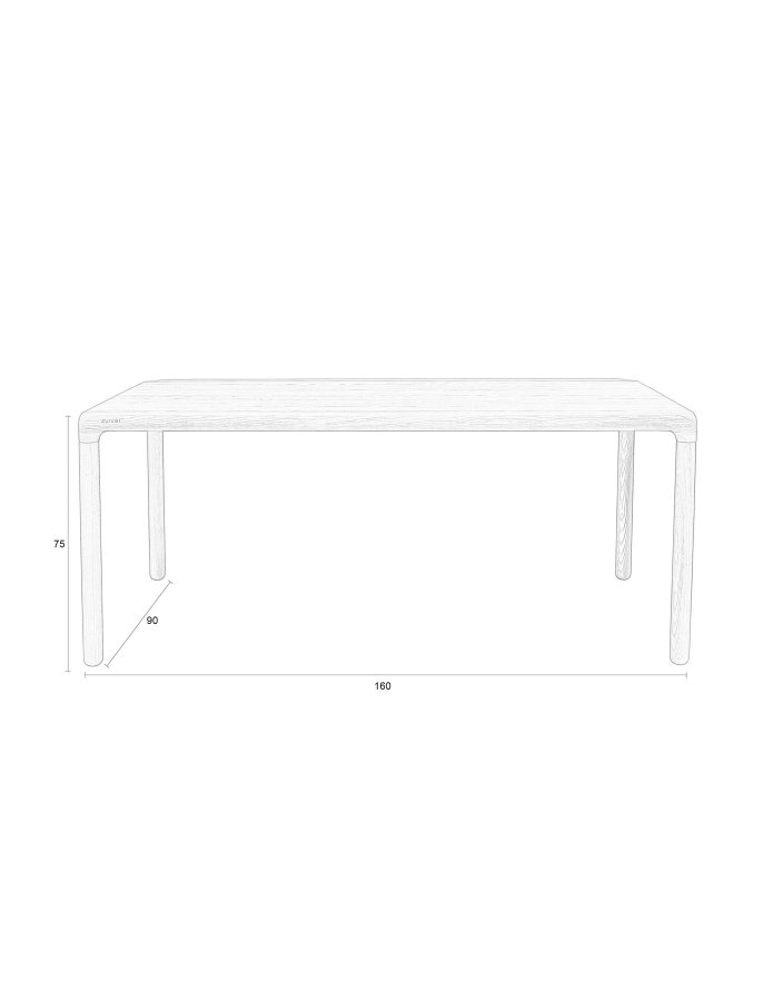 ZUIVER Storm spisebord, rektangulrt - naturlig ask (160x90)