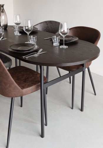 WHITE LABEL LIVING Marcio spisebord, ovalt - svart MDF og metall (180x80)