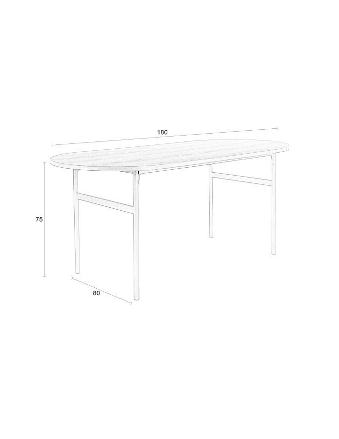 WHITE LABEL LIVING Marcio spisebord, ovalt - svart MDF og metall (180x80)