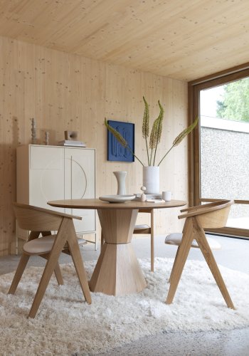 ZUIVER Lotus spisebord, rundt - naturlig eikefiner og akasietre (120)