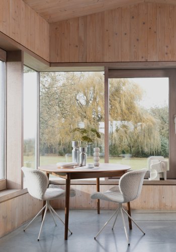 ZUIVER Twist spisebord, med uttrekk, rund - brun valntt finish (120)