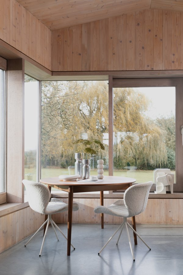 ZUIVER Twist spisebord, med uttrekk, rund - brun valntt finish (120)