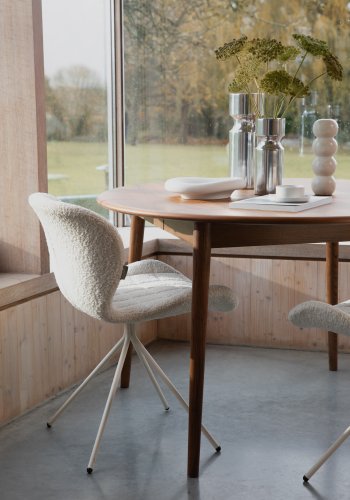 ZUIVER Twist spisebord, med uttrekk, rund - brun valntt finish (120)