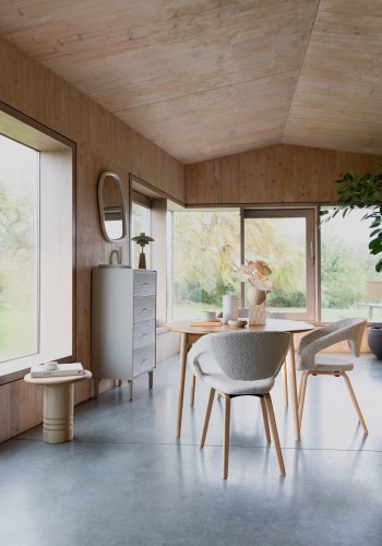 ZUIVER Twist spisebord, m. uttrekkbar, rund - naturlig eikefiner (120)