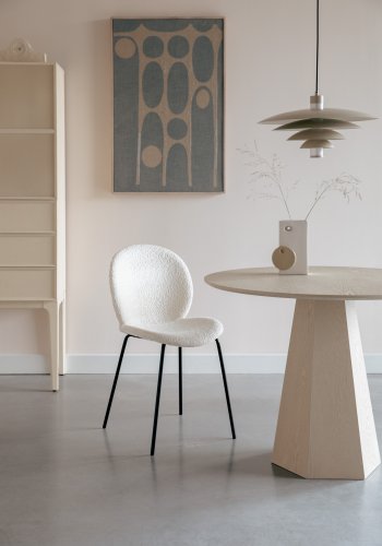ZUIVER Pilar spisebord, rundt - beige ask finer (100)