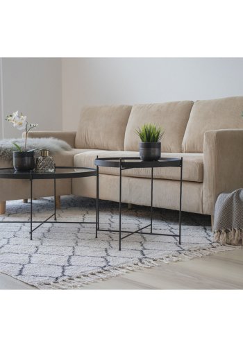 HOUSE NORDIC rundt Venezia salongbord - glass og sort stl (70)