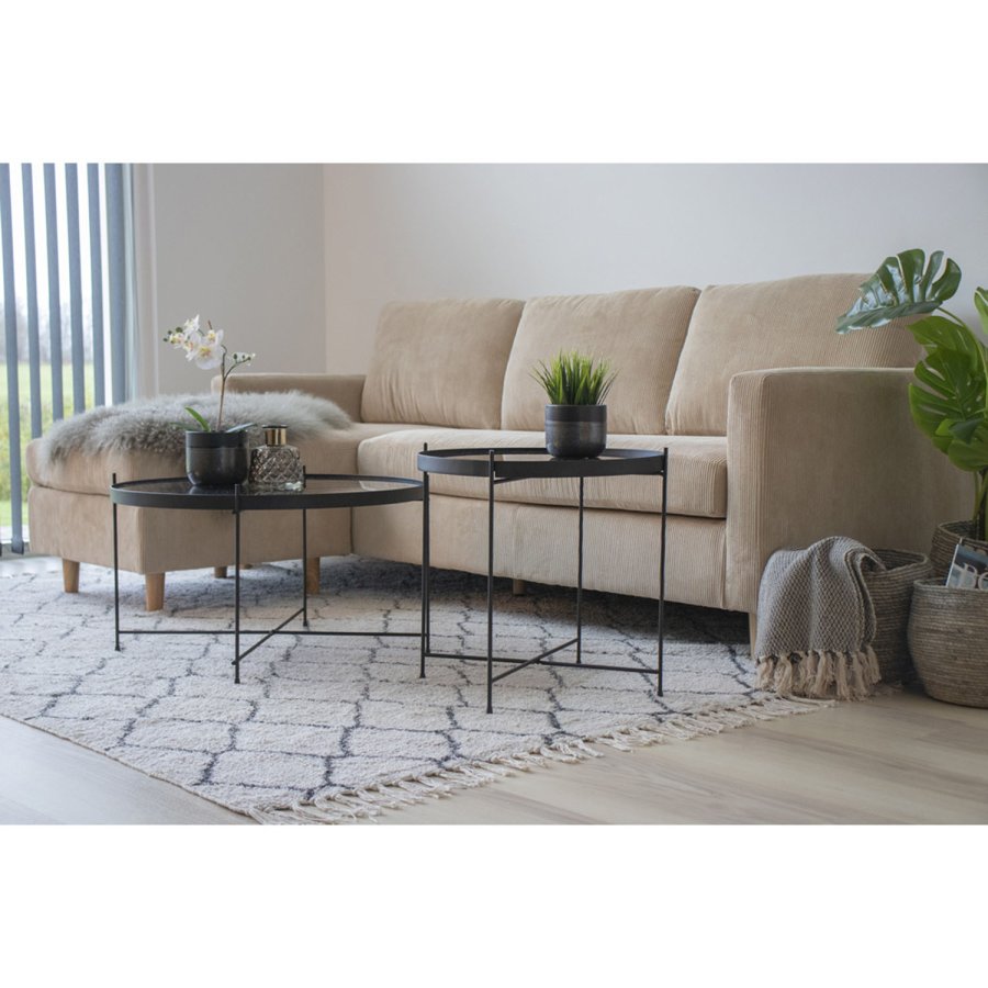HOUSE NORDIC rundt Venezia salongbord - glass og sort stl (70)