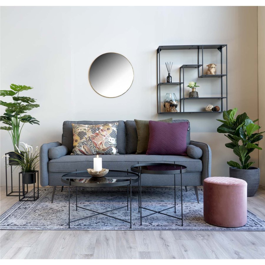 HOUSE NORDIC rundt Venezia salongbord - glass og sort stl (70)