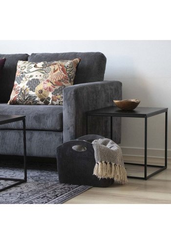 HOUSE NORDIC firkantet Vita hjrnebord - sort melamin og stl (45x45)