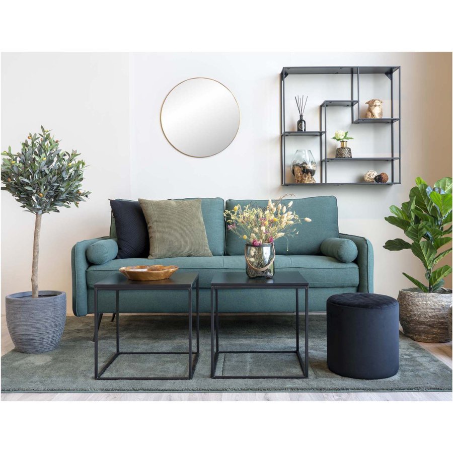 HOUSE NORDIC firkantet Vita hjrnebord - sort melamin og stl (45x45)