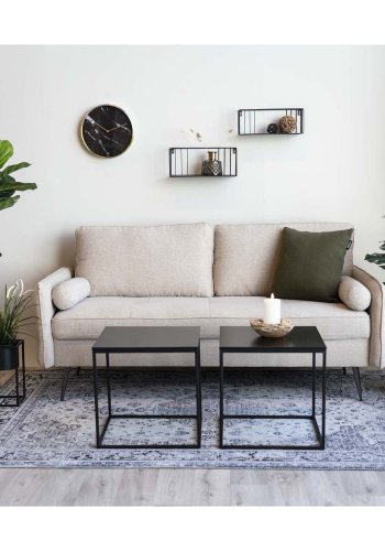 HOUSE NORDIC firkantet Vita hjrnebord - sort melamin og stl (45x45)