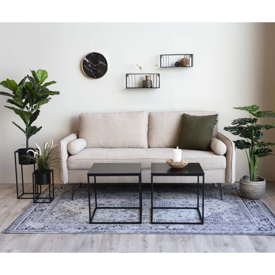 HOUSE NORDIC firkantet Vita hjrnebord - sort melamin og stl (45x45)