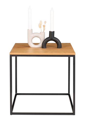 HOUSE NORDIC Vita hjrnebord - natur melamin og sort stl (45x45)